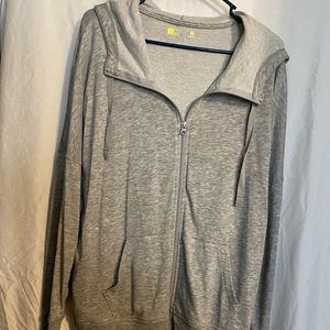 Ladies' grey hooded long-sleeve jacket. Size L